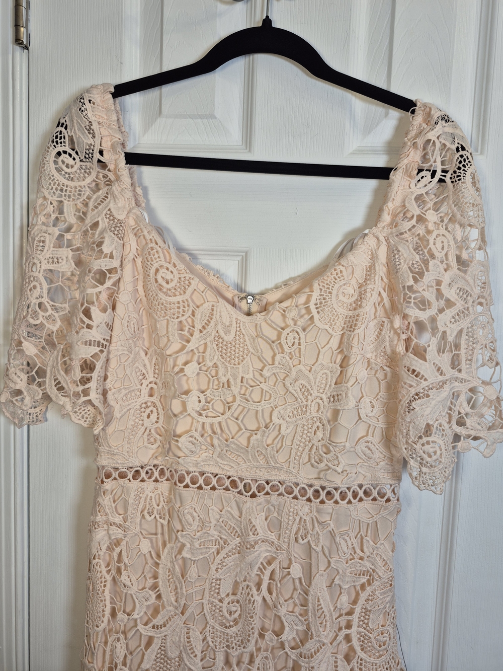 NWT Lulus Briarwood Blush Pink Lace Ruffled Midi Dress Cottagecore Wedding Guest - Picture 4 of 9